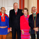 President Egil Olli (left) and Jarle Jonassen of of the Sami Parliament were among the congratulators at the Palace (Photo: Erlend Aas / NTB scanpix)